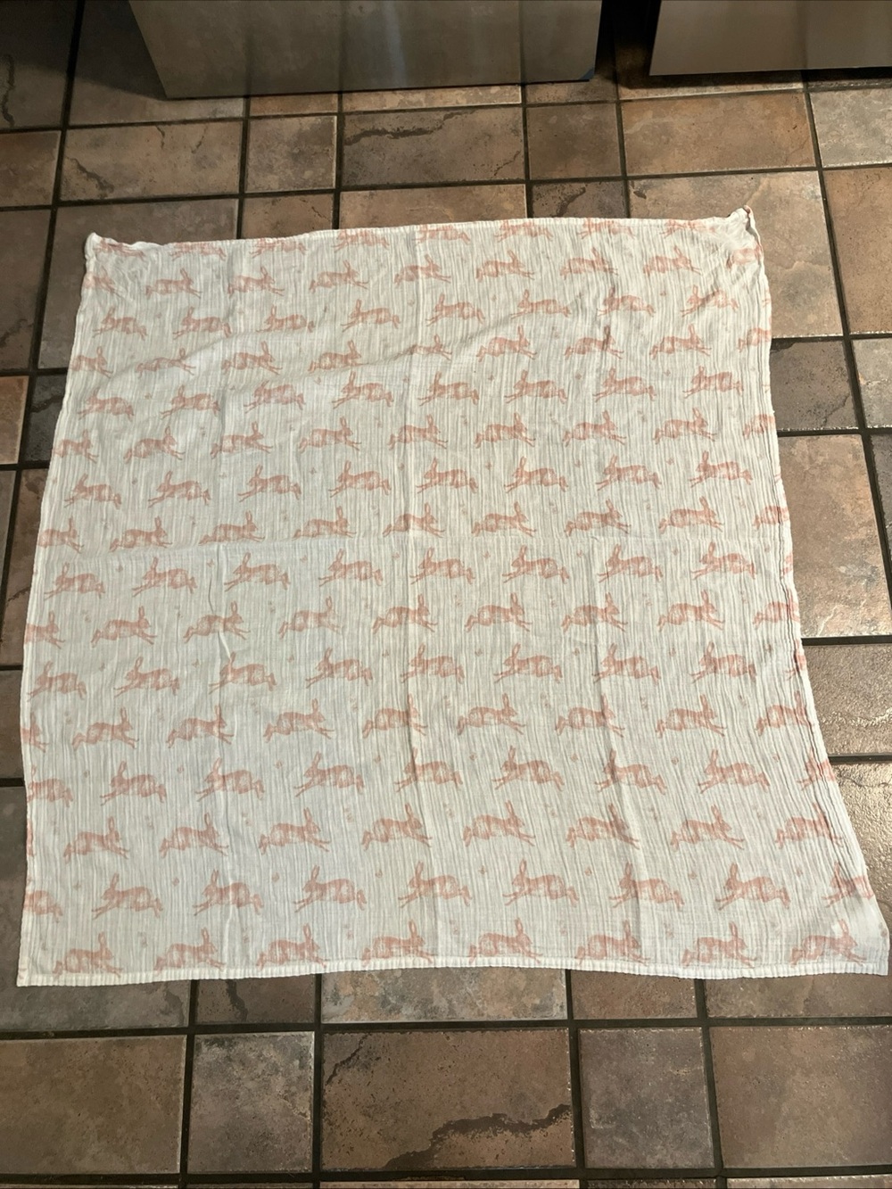 Pottery Barn Kids Pink Bunny Rabbit Receiving Swaddle Blanket Organic Cotton